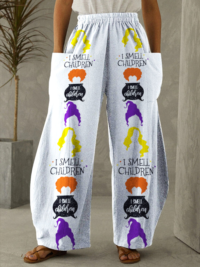 I Smell Children Halloween Print Vintage Pants